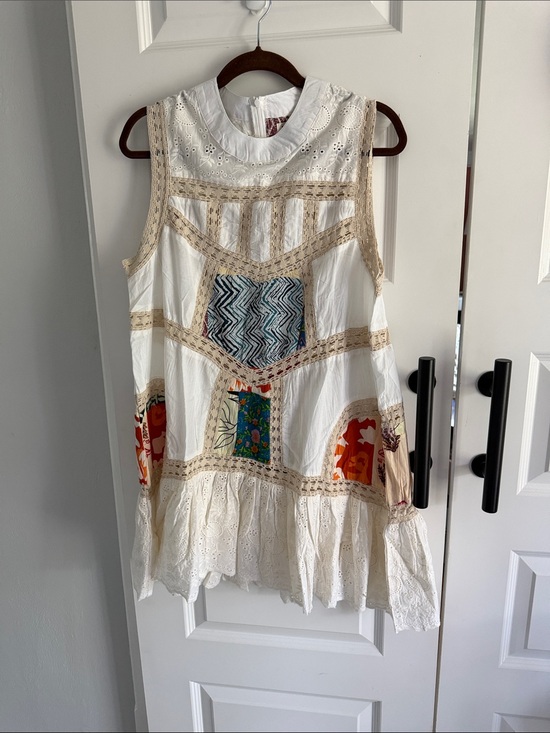 POL Dresses & Skirts - White Crochet Patchwork Boho Tank Dress large